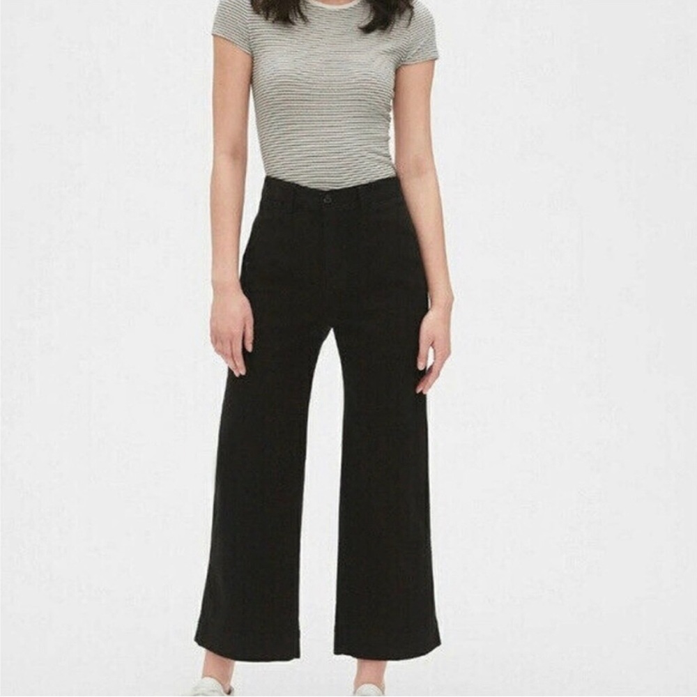 Gap High Rise Wide-Leg Crop Pants - Black